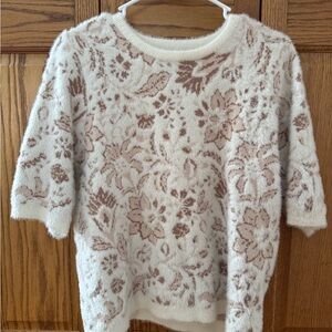Rachel Zoe Cream and Brown Floral Sweater